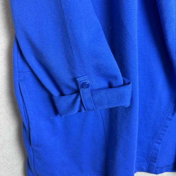 Kim Rogers Women’s Royal Blue Drawstring Collar Cardigan Roll Tab Sleeve size L - Picture 11 of 11